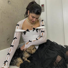 Gothic Bow Hollow Out Glove