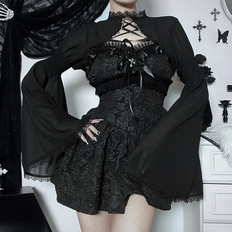 Elegant Lace Up Chiffon Blouse
