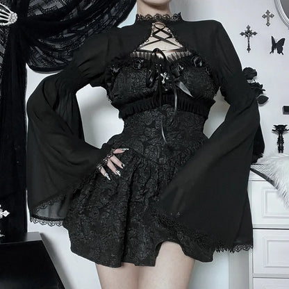 Elegant Lace Up Chiffon Blouse
