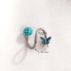 Crystal Butterfly S-Shaped Lip Stud