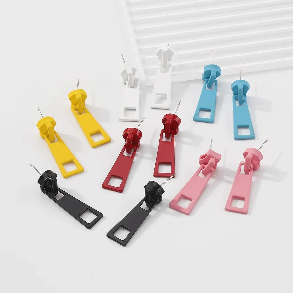 Personality Zipper Geometric Hip Hop Earring