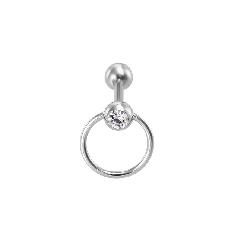 Zircon Stainless Steel Barbell Tongue Ring