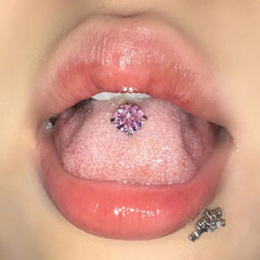 1.6mm Sweet Big Zircon Four Claw Tongue Ring