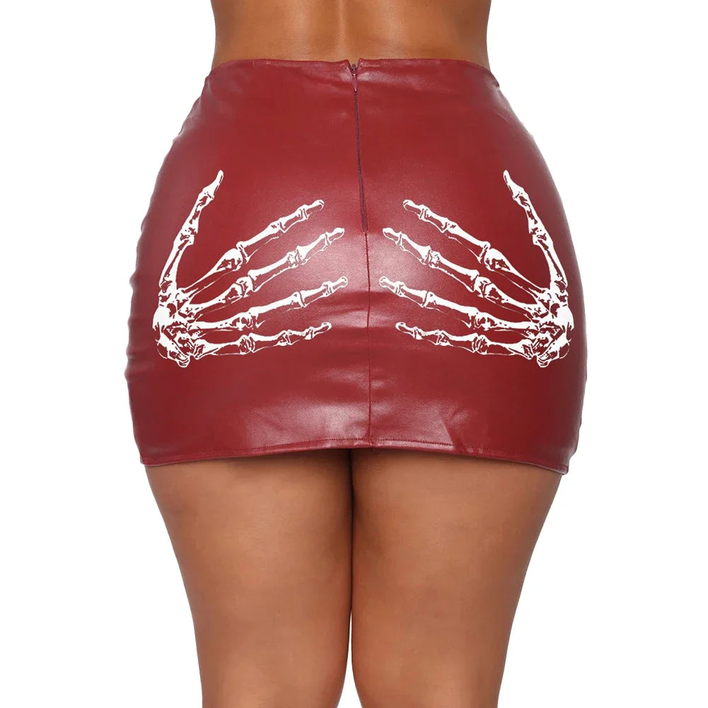 Leopard Stitching Low Waist Skirt