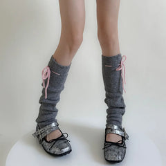 Gothic Bow Vintage Knit Wool Sock