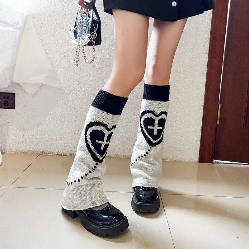 Gothic Knitted Star Cross Leg Sock