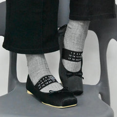 CHMURY 2024 Designer Square Toe Sheepskin Black Ballet Flat