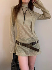 Retro Y2K Gothic Bohemian Wide Brown Belt