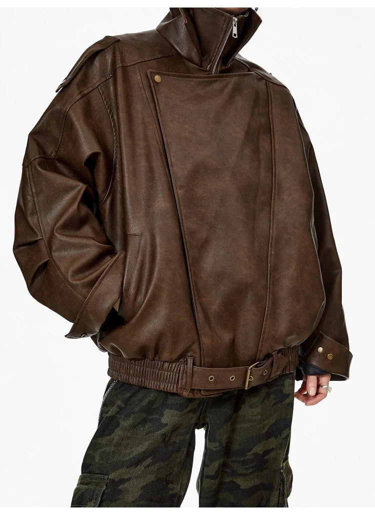 Oversized Faux Leather Biker Jacket