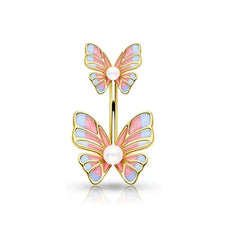 Angel Wings Pink Gothic Belly Ring
