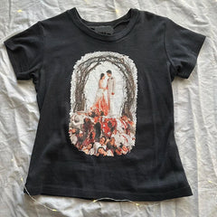 Grunge Cartoon Print Cotton T-shirt