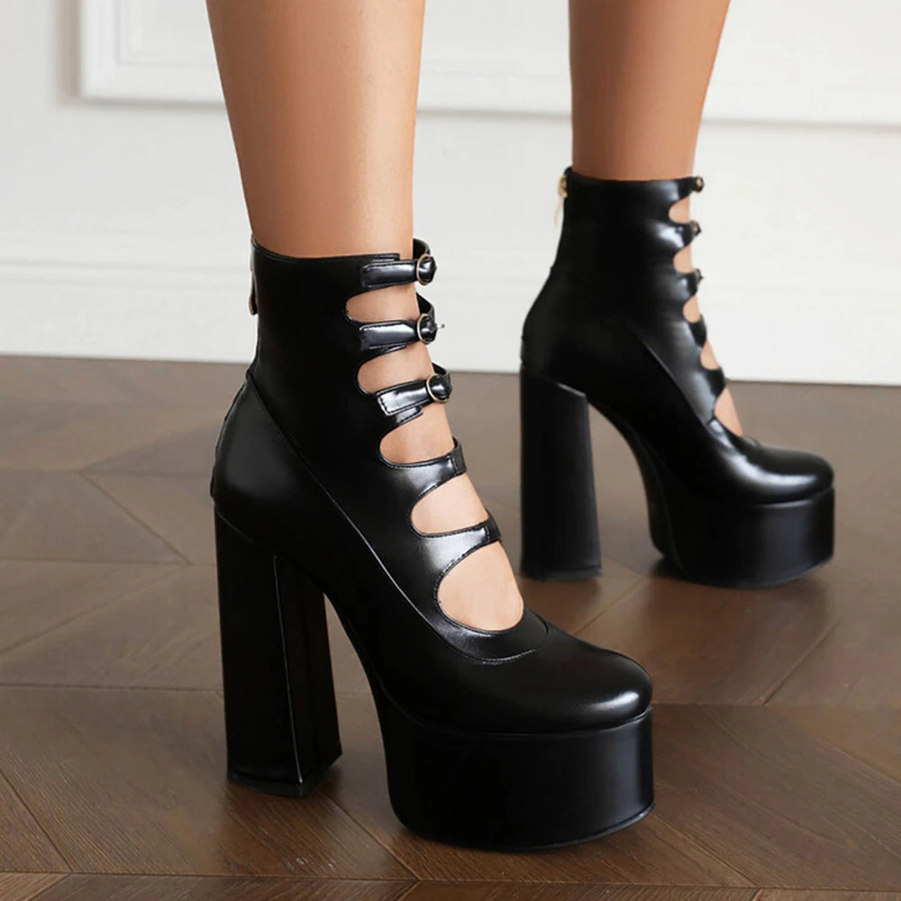 Platform High Heels Summer Cutout Gothic Boot Main image