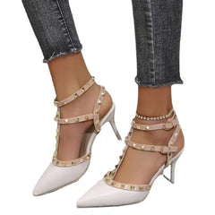 Mules Rivet Gothic Pointed Toe High Heel