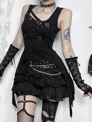 Gothic Vintage Punk Black Slim Tank Crop Top