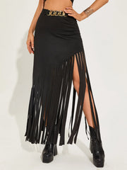 Elastic Waist Maxi Goth Skirt