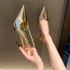 Shiny Metallic Crystal Gothic Slingback Stiletto High Heel