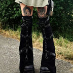 Gothic Eyelet Strap Buckle Leg Sock