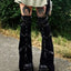 Gothic Eyelet Strap Buckle Leg Sock