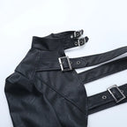 Punk One Shoulder Leather Blouse
