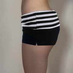 Fold Over Striped Knit Short