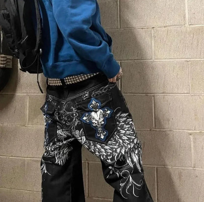 Y2K Gothic Pattern Print Loose Pant