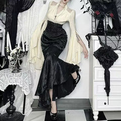 Slim Fit Gothic Blouse Long Sleeve