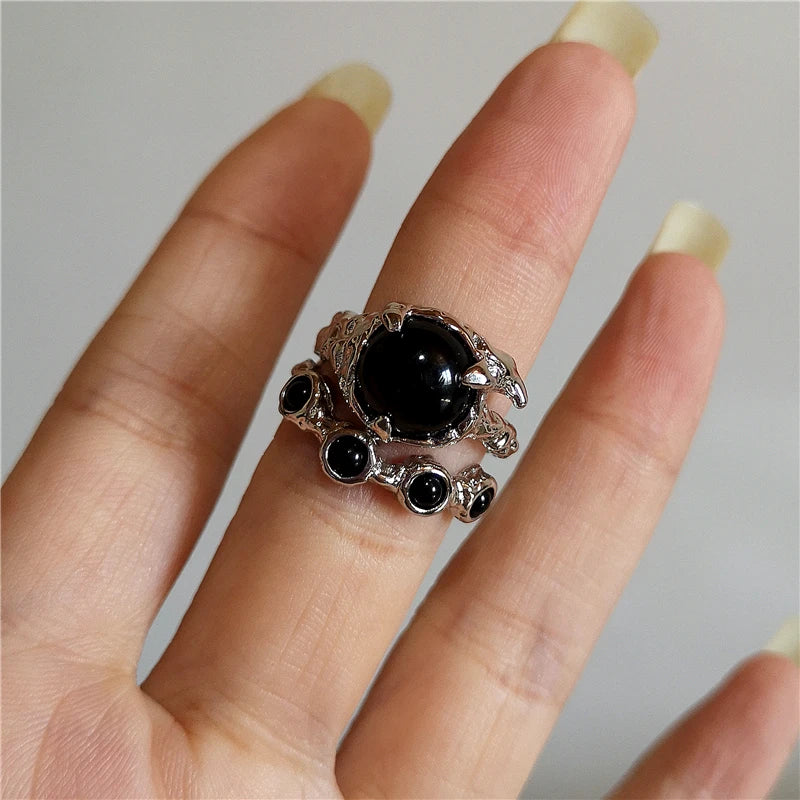 Gothic Thorny Rose Couple Ring