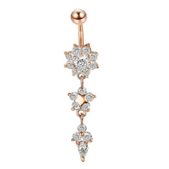 Gold CZ Butterfly Heart Gothic Belly Ring