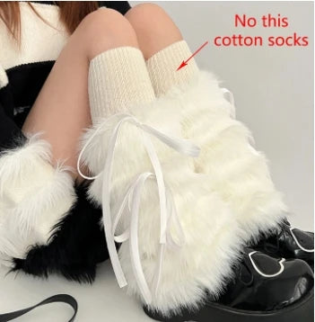 Gothic Black Fur Rabbit Sock