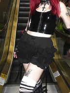 Bow Patchwork High Waist Skirt