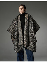 Floral Print Hooded Cloak