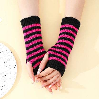 Gothic Striped Knitted Glove