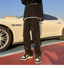 Embroidered Flare Denim Pants