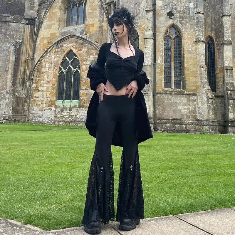 Lace Patchwork Flare Pants