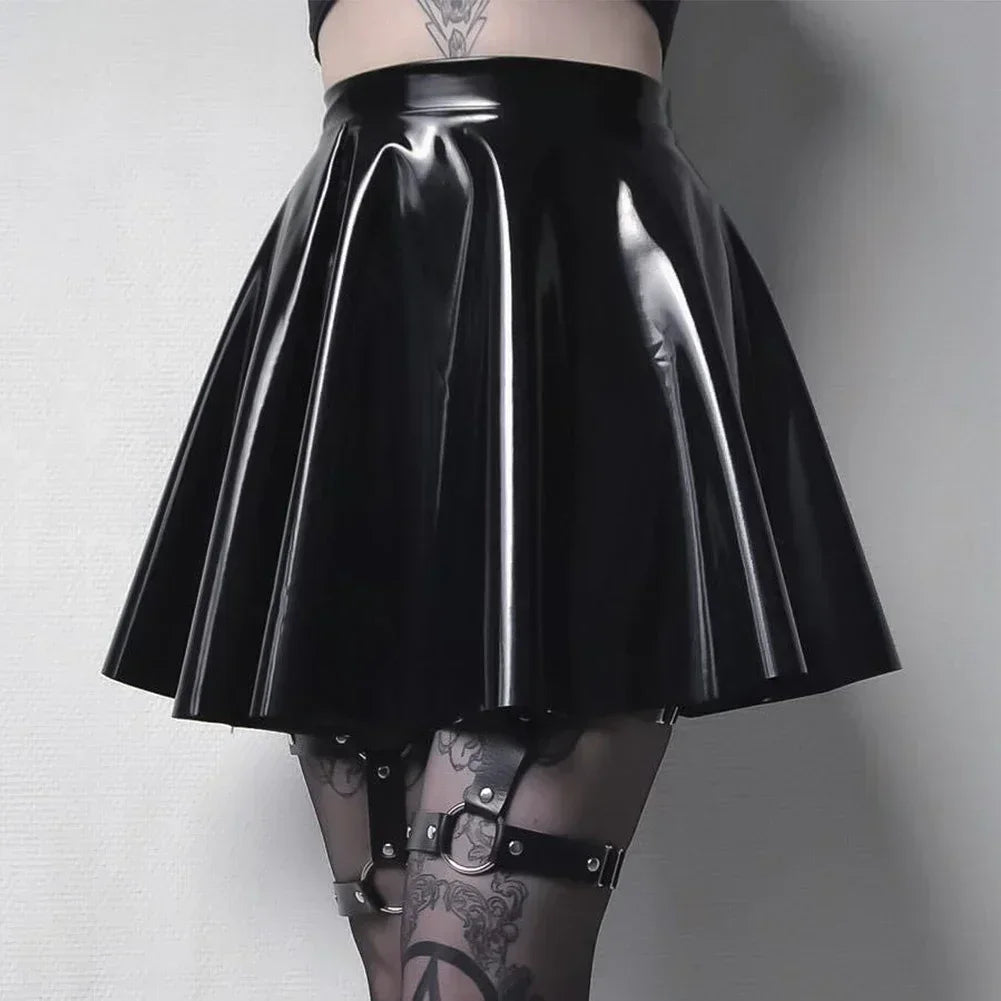 Shiny PVC Pleated Latex Mini Skirt Main image