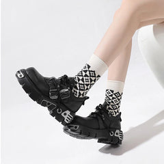 Gothic Flame Carved Platform Sneaker
