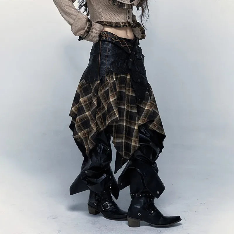 Gothic Harajuku Plaid Patchwork Skirt Main image