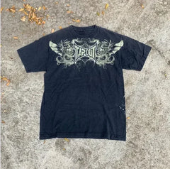 Vintage Graffiti Print Cotton T-shirt