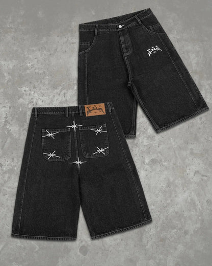 Leopard Printed Denim Short