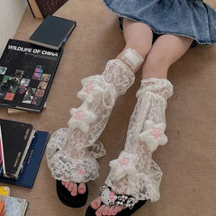 Gothic Lace Plush Star Leg Sock