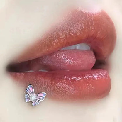 Aesthetic Butterfly Zircon Stainless Steel Lip Stud