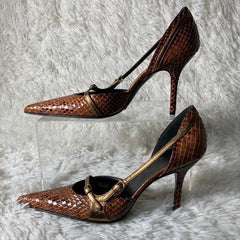 Snake Skin Gothic Pointed Thin Heel High Heel