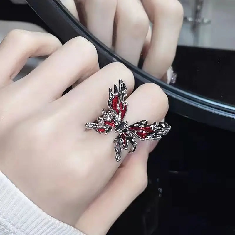 Y2K Red Drip Oil Gothic Ring