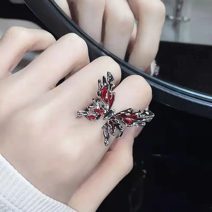 Y2K Red Drip Oil Gothic Ring