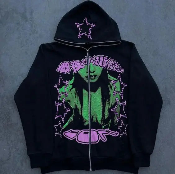 Gothic Anime Graphic Pullover Hoodie Main image