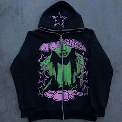 Gothic Anime Graphic Pullover Hoodie