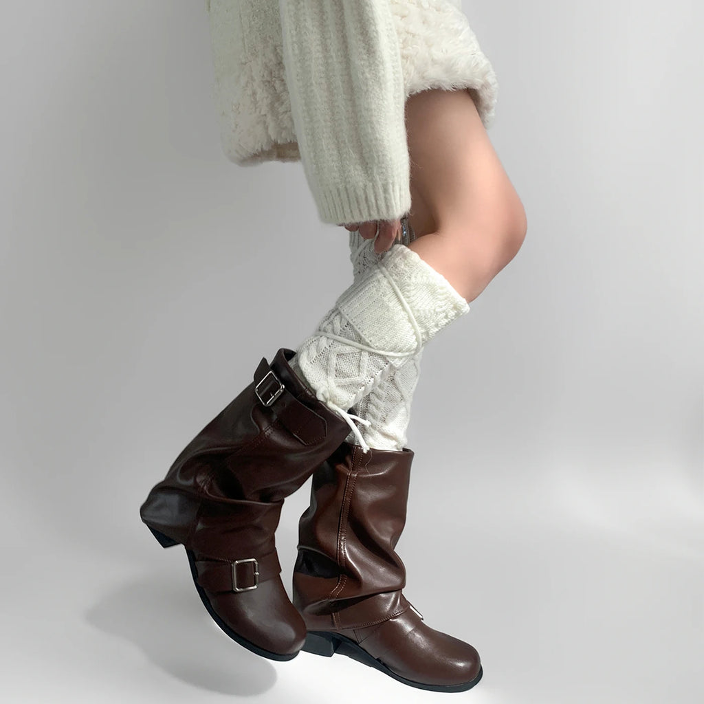 Gothic Lace-up Wool Calf Sock