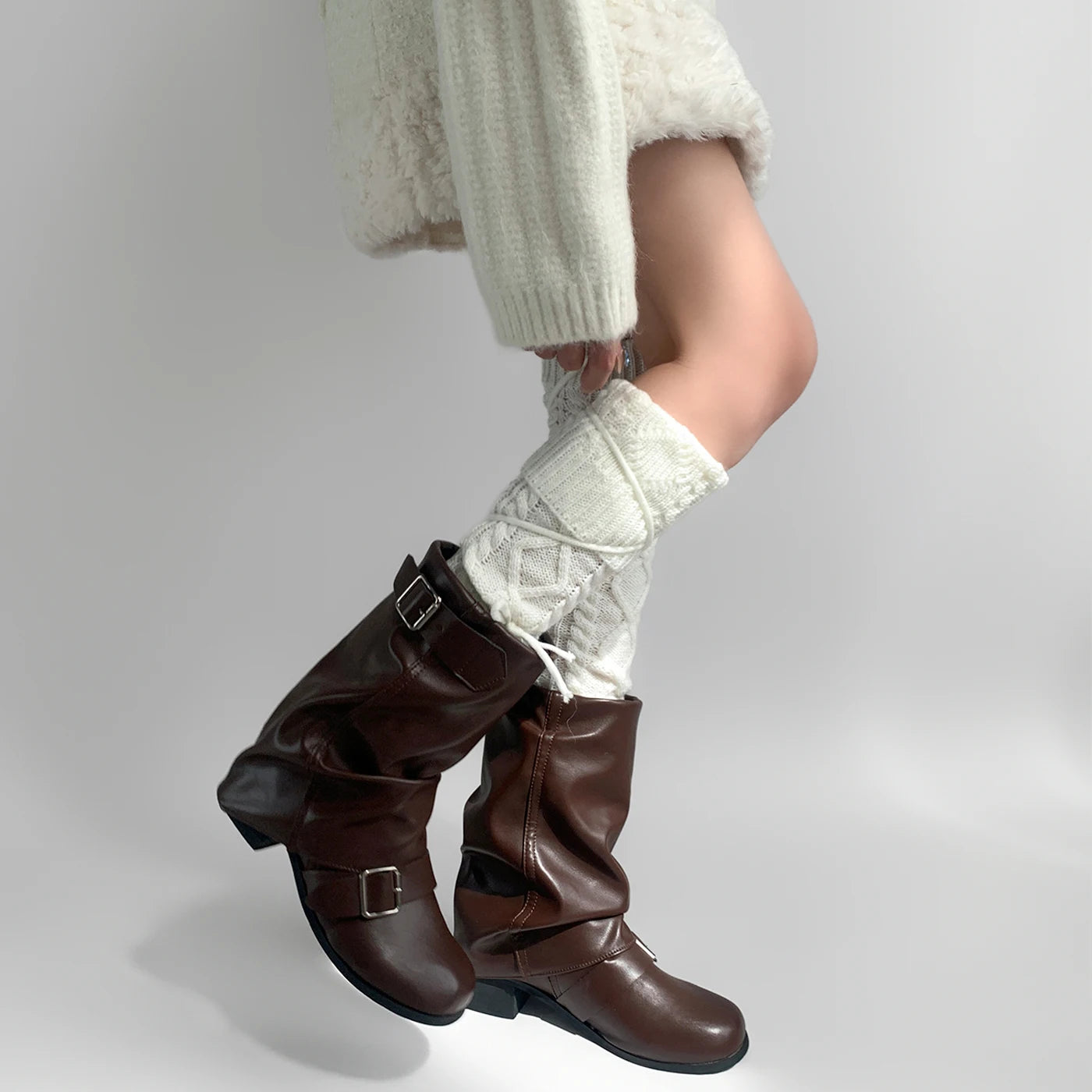 Gothic Lace-up Wool Calf Sock