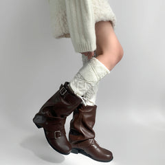 Gothic Lace-up Wool Calf Sock