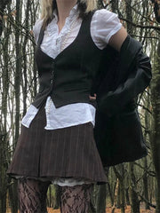 Solid Color Striped V-neck Crop Top